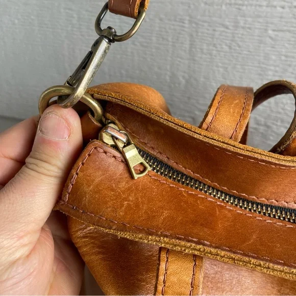 Portland Leather Goods Medium Crossbody Tote Purse Bag Chestnut Brown - Picture 13 of 16